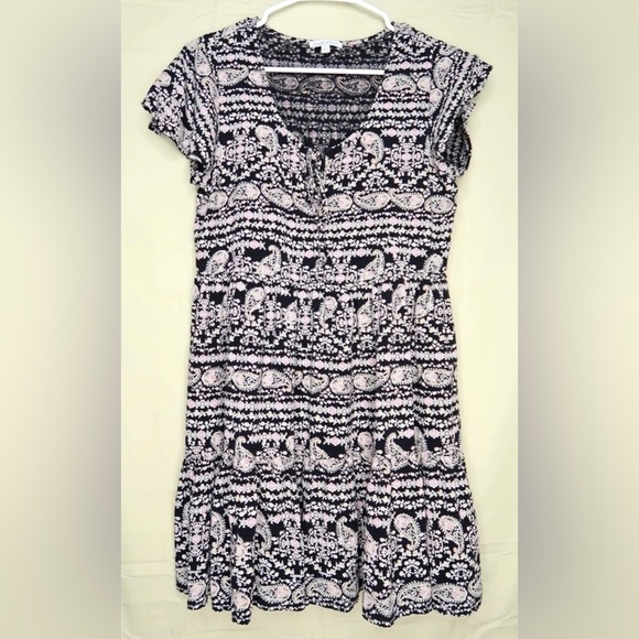 Patrons of Peace Floral Paisley Button Up Mini Dress Navy Blue Boho Hippie EUC - Picture 4 of 11